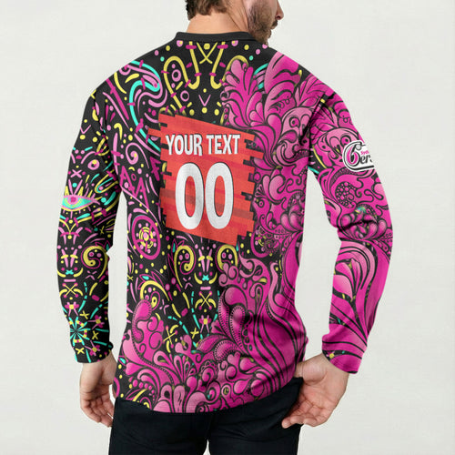 Personalized Sydney Sixers Cricket Button Sweatshirt Hippie Psychedelic Pattern Vibrant Mandala Art Style