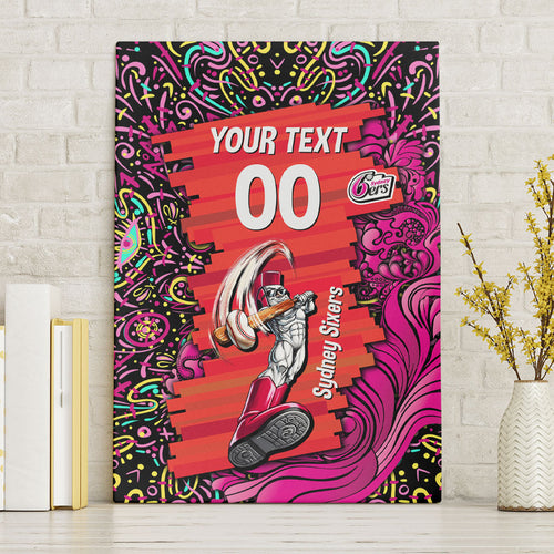 Personalized Sydney Sixers Cricket Canvas Wall Art Hippie Psychedelic Pattern Vibrant Mandala Art Style