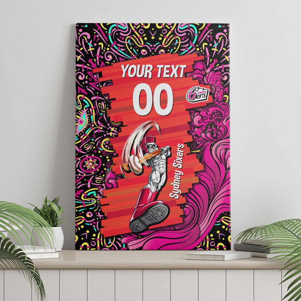 Personalized Sydney Sixers Cricket Canvas Wall Art Hippie Psychedelic Pattern Vibrant Mandala Art Style