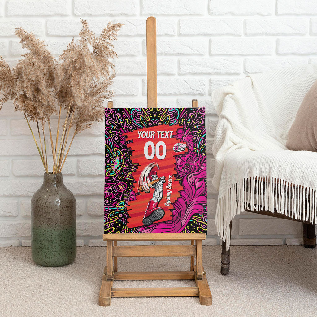 Personalized Sydney Sixers Cricket Canvas Wall Art Hippie Psychedelic Pattern Vibrant Mandala Art Style