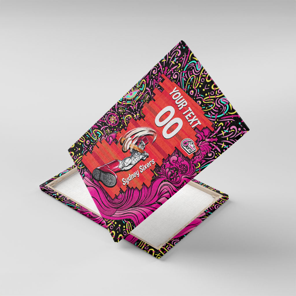 Personalized Sydney Sixers Cricket Canvas Wall Art Hippie Psychedelic Pattern Vibrant Mandala Art Style