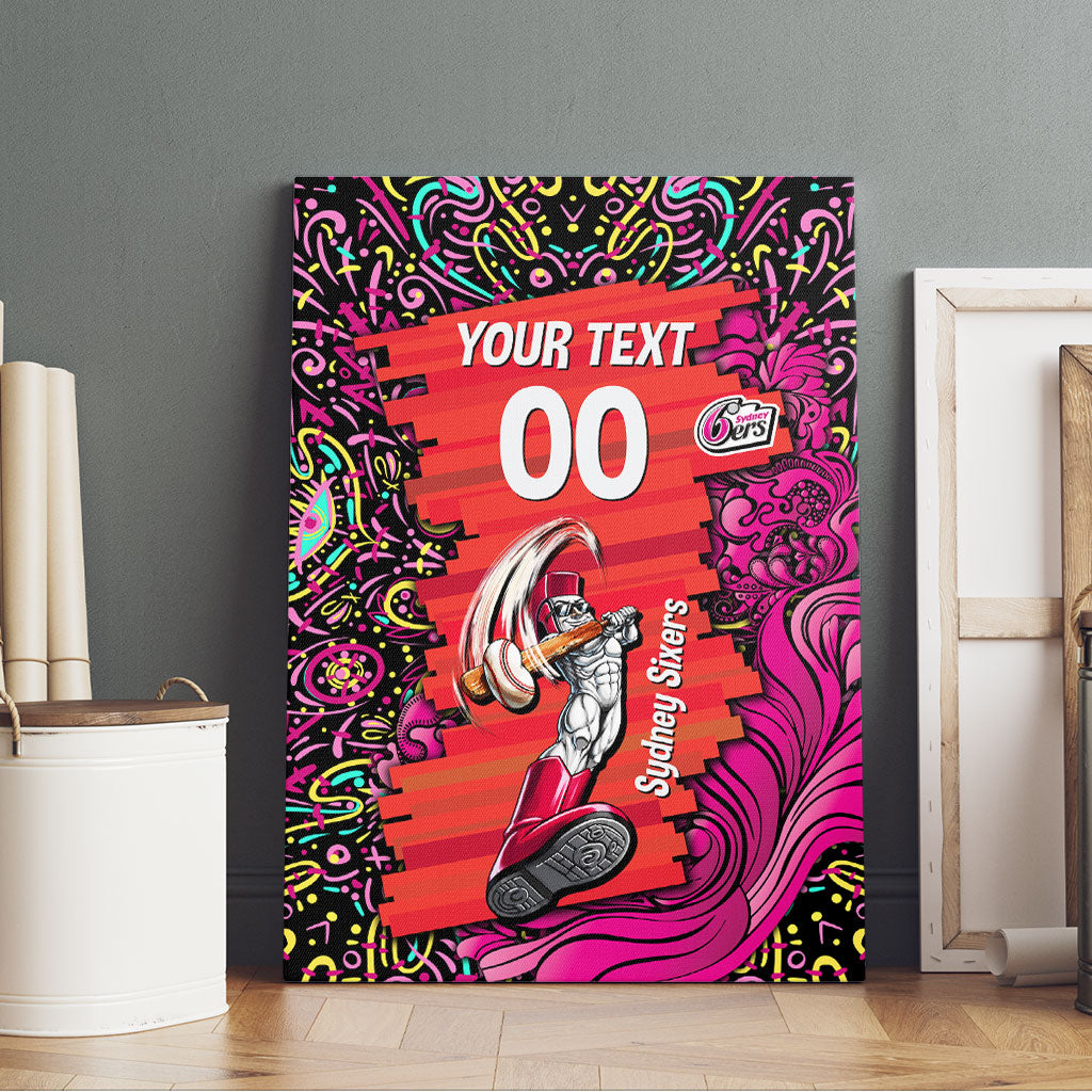 Personalized Sydney Sixers Cricket Canvas Wall Art Hippie Psychedelic Pattern Vibrant Mandala Art Style