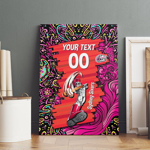 Personalized Sydney Sixers Cricket Canvas Wall Art Hippie Psychedelic Pattern Vibrant Mandala Art Style