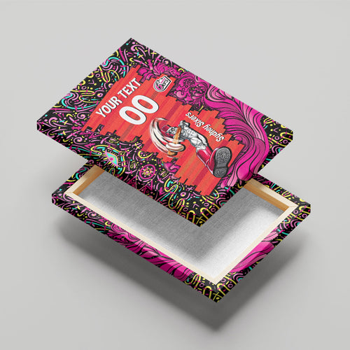 Personalized Sydney Sixers Cricket Canvas Wall Art Hippie Psychedelic Pattern Vibrant Mandala Art Style