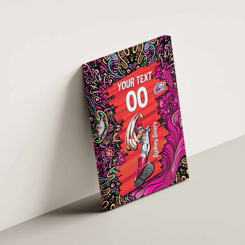 Personalized Sydney Sixers Cricket Canvas Wall Art Hippie Psychedelic Pattern Vibrant Mandala Art Style