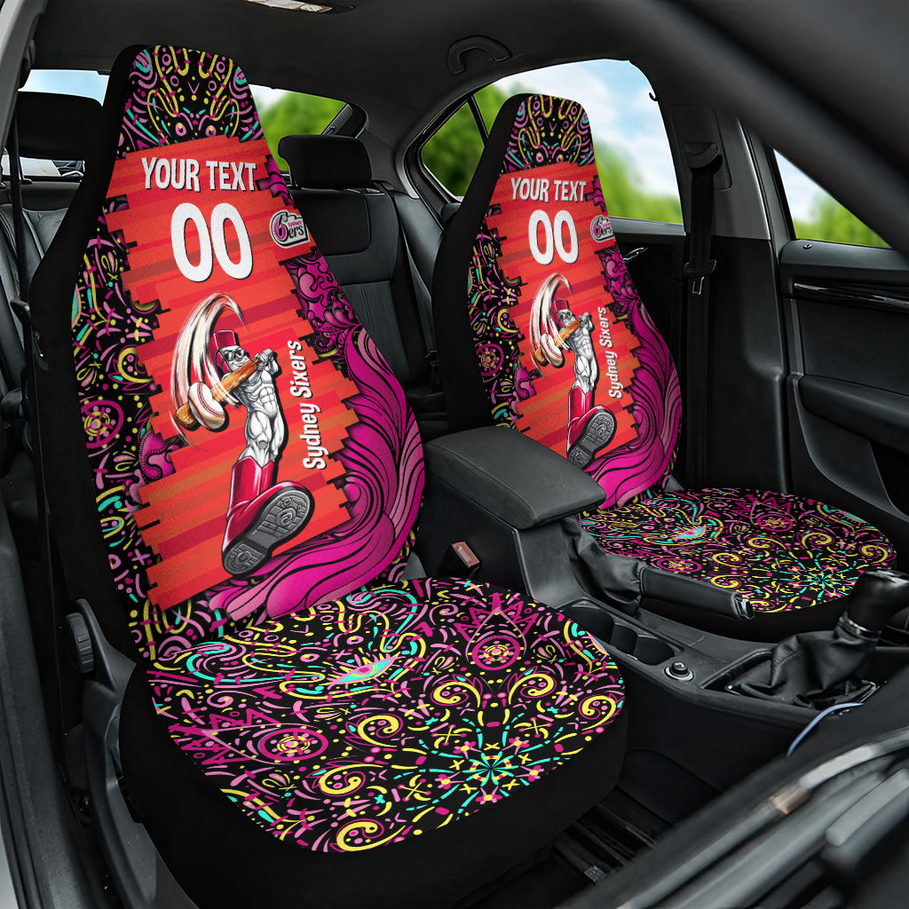 Personalized Sydney Sixers Cricket Car Seat Cover Hippie Psychedelic Pattern Vibrant Mandala Art Style