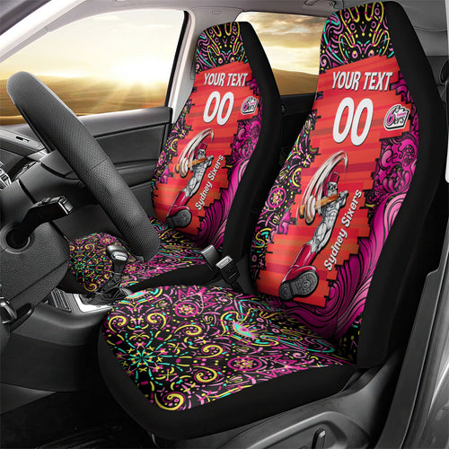 Personalized Sydney Sixers Cricket Car Seat Cover Hippie Psychedelic Pattern Vibrant Mandala Art Style