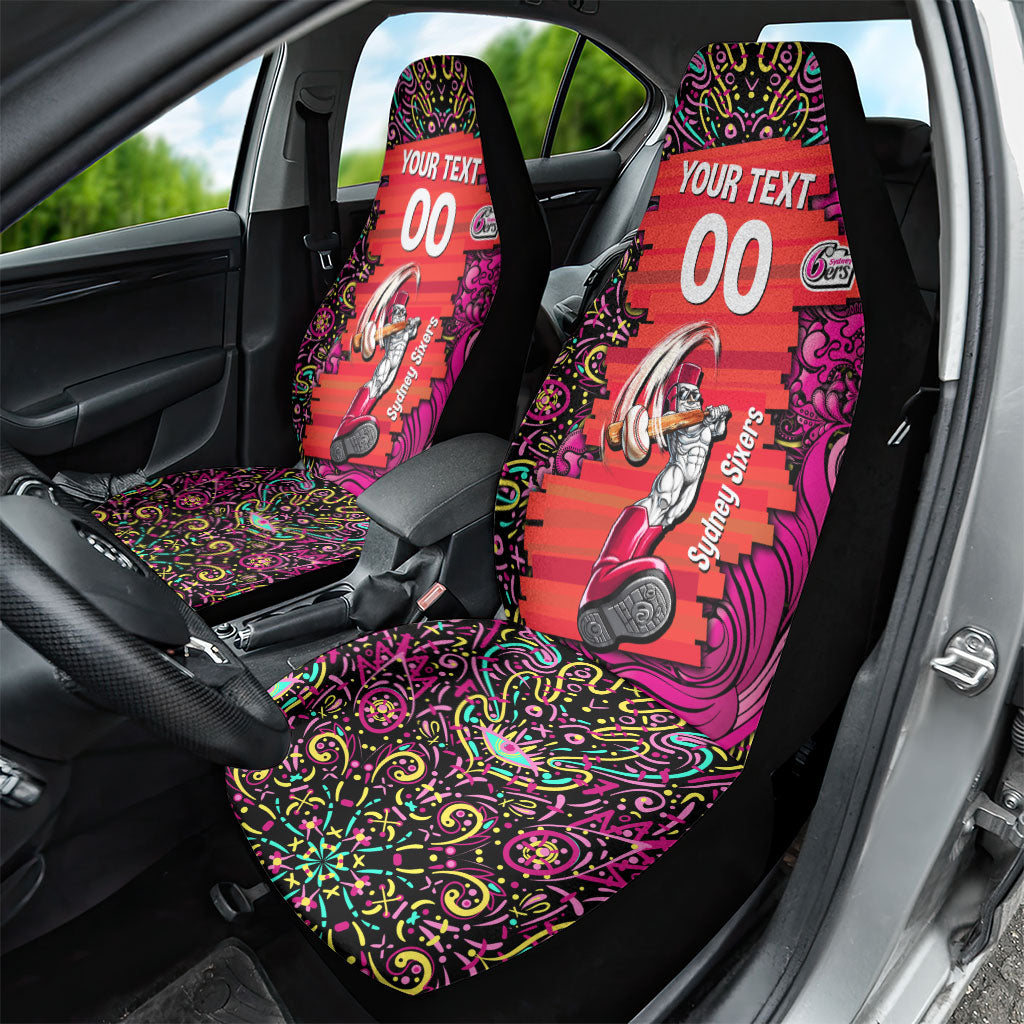 Personalized Sydney Sixers Cricket Car Seat Cover Hippie Psychedelic Pattern Vibrant Mandala Art Style