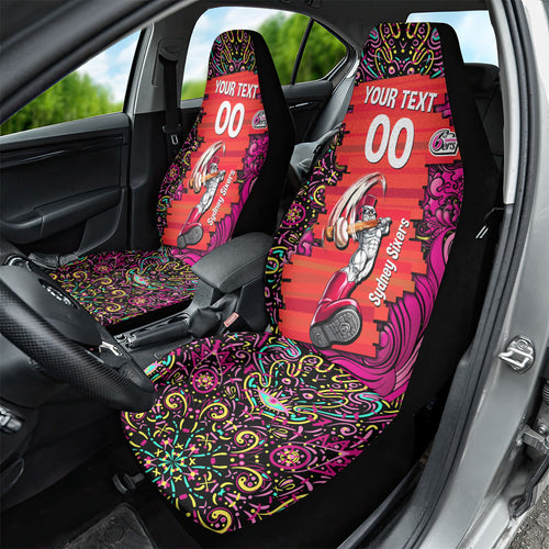Personalized Sydney Sixers Cricket Car Seat Cover Hippie Psychedelic Pattern Vibrant Mandala Art Style