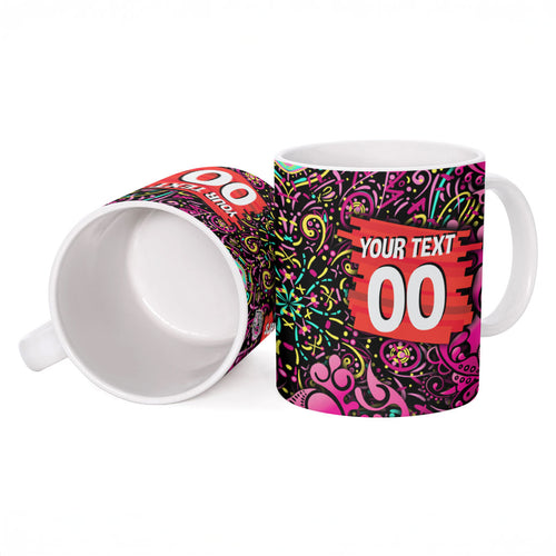 Personalized Sydney Sixers Cricket Ceramic Mug Hippie Psychedelic Pattern Vibrant Mandala Art Style