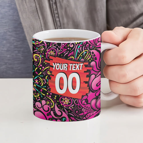 Personalized Sydney Sixers Cricket Ceramic Mug Hippie Psychedelic Pattern Vibrant Mandala Art Style