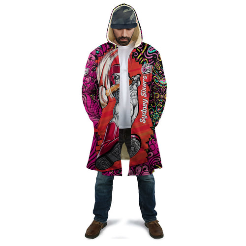 Personalized Sydney Sixers Cricket Cloak Hippie Psychedelic Pattern Vibrant Mandala Art Style