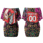 Personalized Sydney Sixers Cricket Couples Matching Off Shoulder Short Dress and Hawaiian Shirt Hippie Psychedelic Pattern Vibrant Mandala Art Style