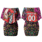 Personalized Sydney Sixers Cricket Couples Matching Off Shoulder Short Dress and Long Sleeve Button Shirt Hippie Psychedelic Pattern Vibrant Mandala Art Style