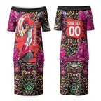 Personalized Sydney Sixers Cricket Couples Matching Puletasi and Long Sleeve Button Shirt Hippie Psychedelic Pattern Vibrant Mandala Art Style