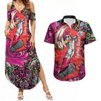 Personalized Sydney Sixers Cricket Couples Matching Summer Maxi Dress and Hawaiian Shirt Hippie Psychedelic Pattern Vibrant Mandala Art Style