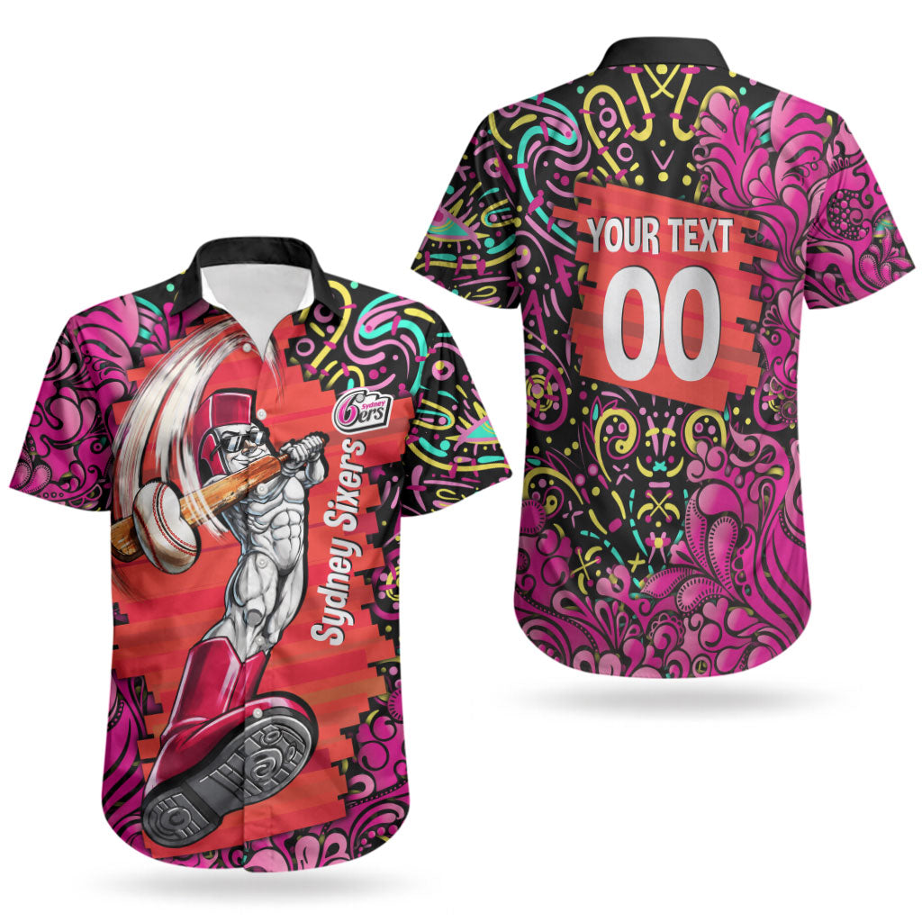 Personalized Sydney Sixers Cricket Couples Matching Tank Maxi Dress and Hawaiian Shirt Hippie Psychedelic Pattern Vibrant Mandala Art Style