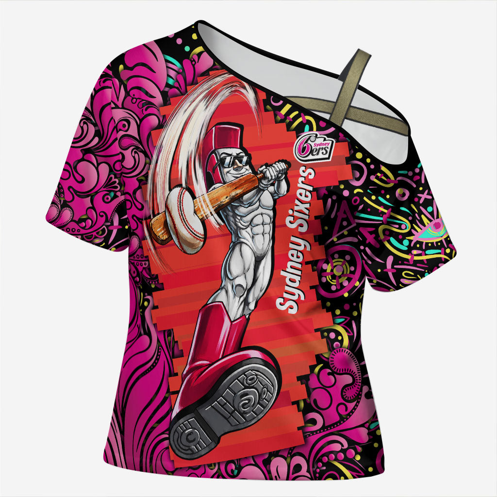 Personalized Sydney Sixers Cricket Cross Shoulder Shirt Hippie Psychedelic Pattern Vibrant Mandala Art Style