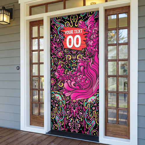 Personalized Sydney Sixers Cricket Door Cover Hippie Psychedelic Pattern Vibrant Mandala Art Style