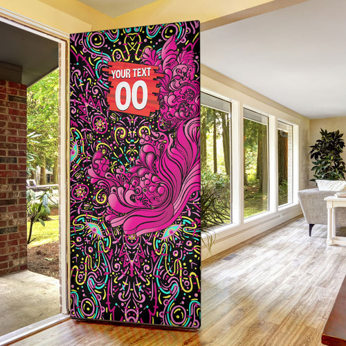 Personalized Sydney Sixers Cricket Door Cover Hippie Psychedelic Pattern Vibrant Mandala Art Style