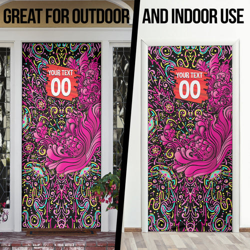 Personalized Sydney Sixers Cricket Door Cover Hippie Psychedelic Pattern Vibrant Mandala Art Style