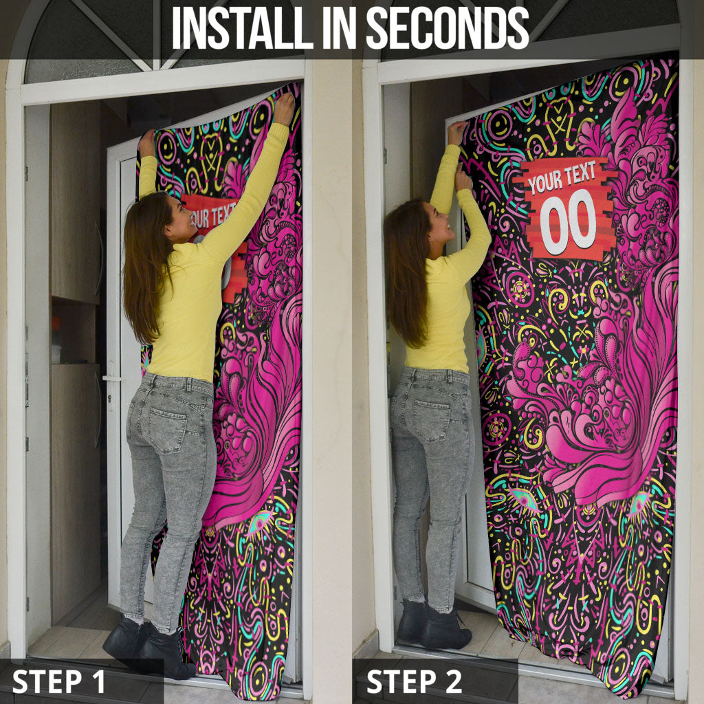 Personalized Sydney Sixers Cricket Door Cover Hippie Psychedelic Pattern Vibrant Mandala Art Style