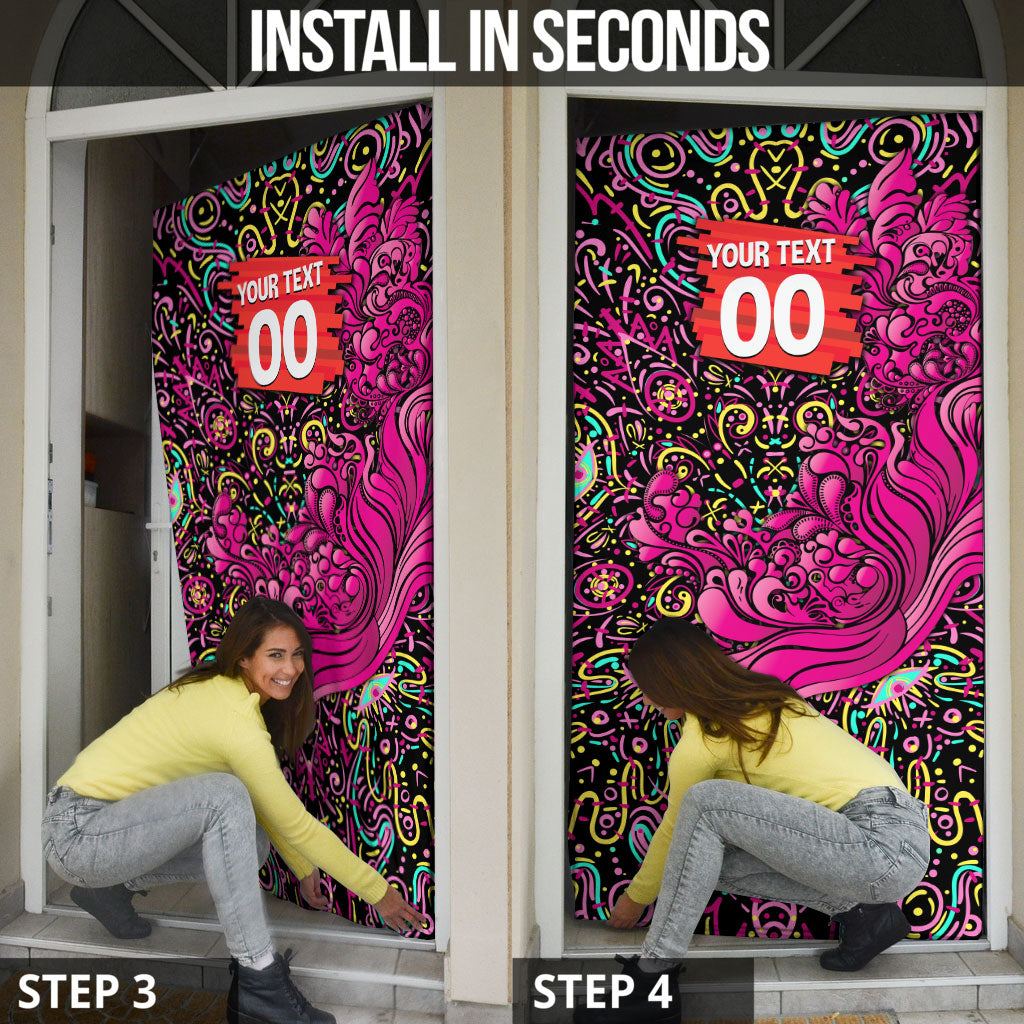 Personalized Sydney Sixers Cricket Door Cover Hippie Psychedelic Pattern Vibrant Mandala Art Style