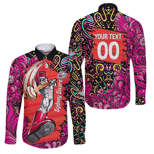 Personalized Sydney Sixers Cricket Family Matching Long Sleeve Bodycon Dress and Hawaiian Shirt Hippie Psychedelic Pattern Vibrant Mandala Art Style