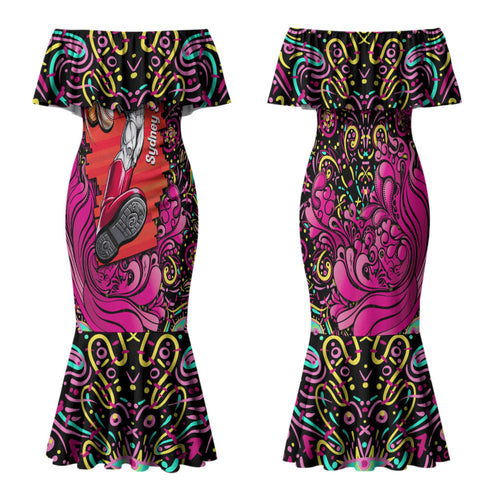 Personalized Sydney Sixers Cricket Family Matching Mermaid Dress and Hawaiian Shirt Hippie Psychedelic Pattern Vibrant Mandala Art Style