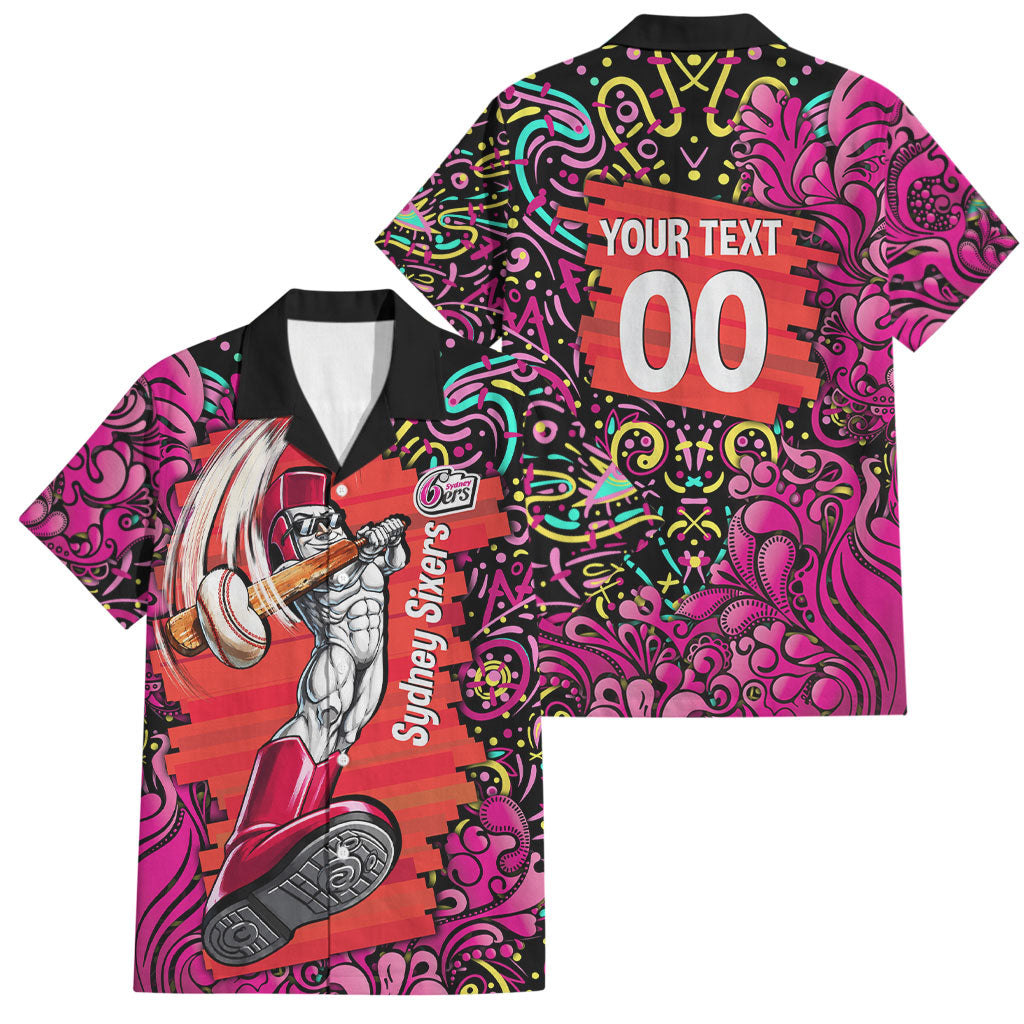 Personalized Sydney Sixers Cricket Family Matching Off Shoulder Maxi Dress and Hawaiian Shirt Hippie Psychedelic Pattern Vibrant Mandala Art Style