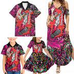 Personalized Sydney Sixers Cricket Family Matching Summer Maxi Dress and Hawaiian Shirt Hippie Psychedelic Pattern Vibrant Mandala Art Style