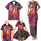 Personalized Sydney Sixers Cricket Family Matching Tank Maxi Dress and Hawaiian Shirt Hippie Psychedelic Pattern Vibrant Mandala Art Style