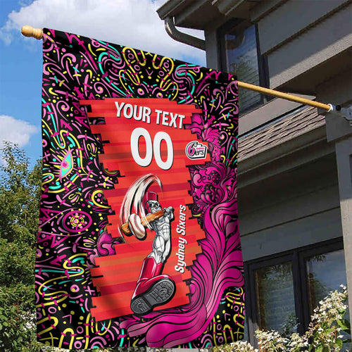 Personalized Sydney Sixers Cricket Garden Flag Hippie Psychedelic Pattern Vibrant Mandala Art Style