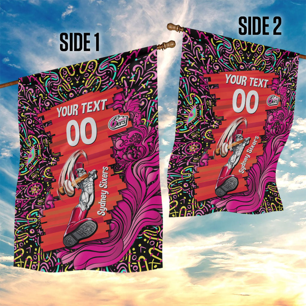 Personalized Sydney Sixers Cricket Garden Flag Hippie Psychedelic Pattern Vibrant Mandala Art Style