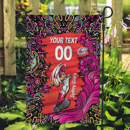 Personalized Sydney Sixers Cricket Garden Flag Hippie Psychedelic Pattern Vibrant Mandala Art Style