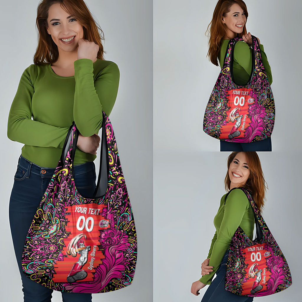 Personalized Sydney Sixers Cricket Grocery Bag Hippie Psychedelic Pattern Vibrant Mandala Art Style