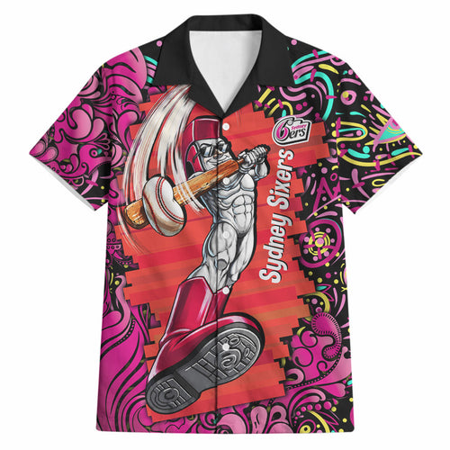 Personalized Sydney Sixers Cricket Hawaiian Shirt Hippie Psychedelic Pattern Vibrant Mandala Art Style