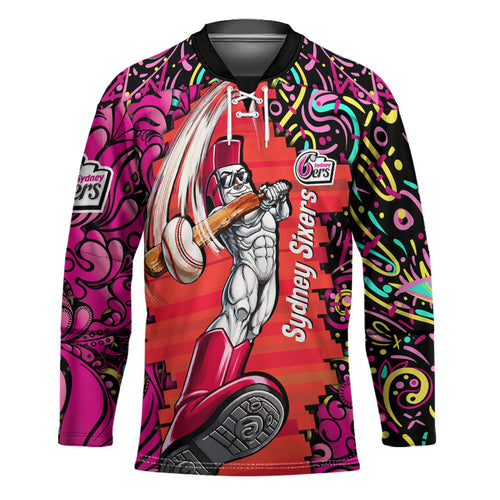 Personalized Sydney Sixers Cricket Hockey Jersey Hippie Psychedelic Pattern Vibrant Mandala Art Style