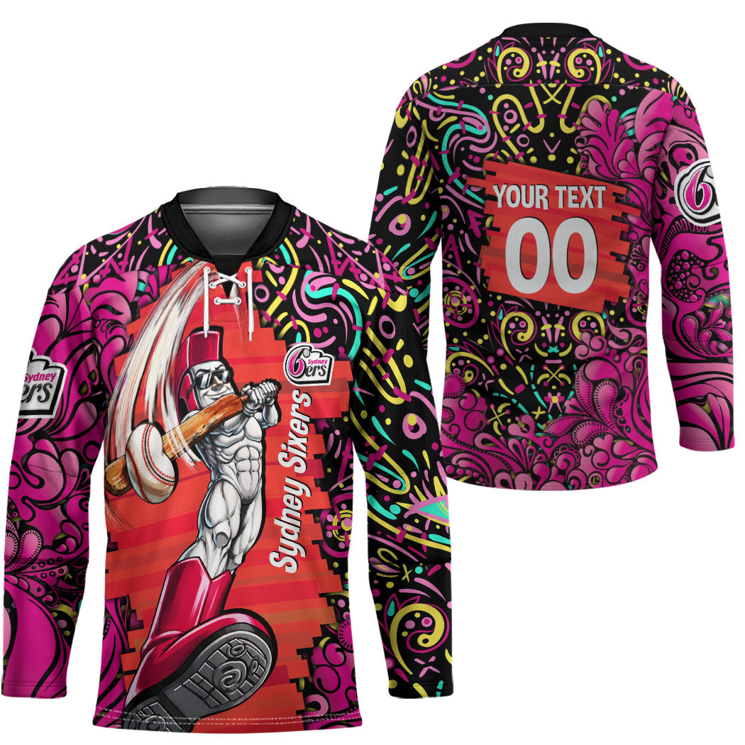 Personalized Sydney Sixers Cricket Hockey Jersey Hippie Psychedelic Pattern Vibrant Mandala Art Style