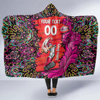 Personalized Sydney Sixers Cricket Hooded Blanket Hippie Psychedelic Pattern Vibrant Mandala Art Style