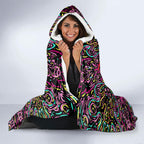 Personalized Sydney Sixers Cricket Hooded Blanket Hippie Psychedelic Pattern Vibrant Mandala Art Style