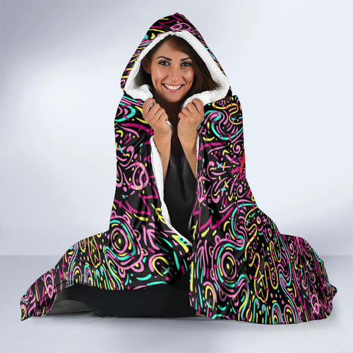 Personalized Sydney Sixers Cricket Hooded Blanket Hippie Psychedelic Pattern Vibrant Mandala Art Style