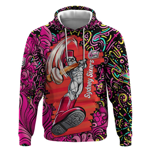 Personalized Sydney Sixers Cricket Hoodie Hippie Psychedelic Pattern Vibrant Mandala Art Style