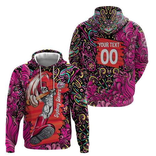 Personalized Sydney Sixers Cricket Hoodie Hippie Psychedelic Pattern Vibrant Mandala Art Style
