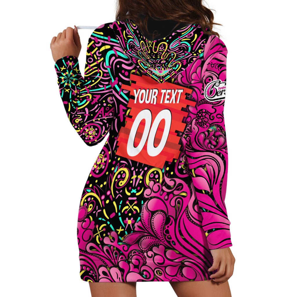 Personalized Sydney Sixers Cricket Hoodie Dress Hippie Psychedelic Pattern Vibrant Mandala Art Style