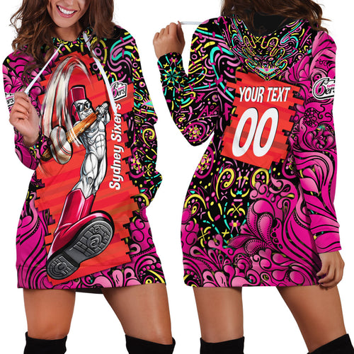 Personalized Sydney Sixers Cricket Hoodie Dress Hippie Psychedelic Pattern Vibrant Mandala Art Style
