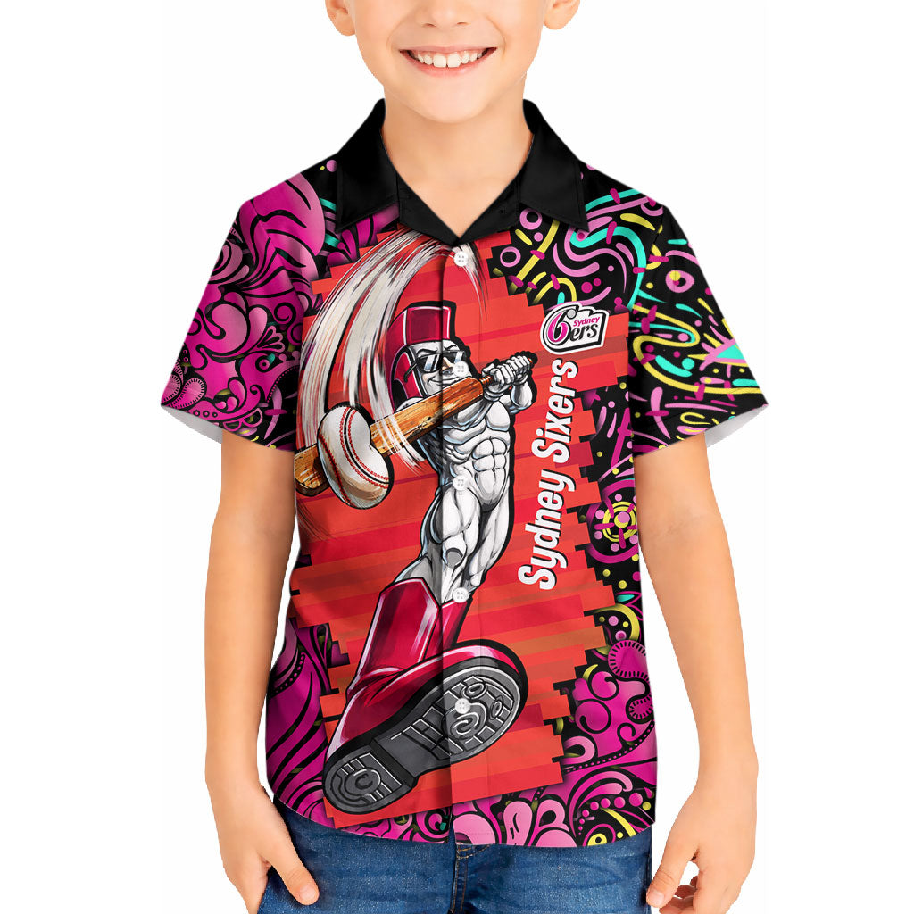 Personalized Sydney Sixers Cricket Kid Hawaiian Shirt Hippie Psychedelic Pattern Vibrant Mandala Art Style