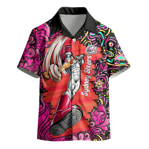 Personalized Sydney Sixers Cricket Kid Hawaiian Shirt Hippie Psychedelic Pattern Vibrant Mandala Art Style