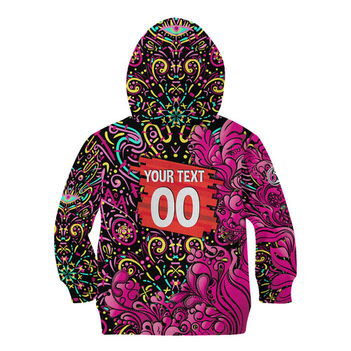Personalized Sydney Sixers Cricket Kid Hoodie Hippie Psychedelic Pattern Vibrant Mandala Art Style