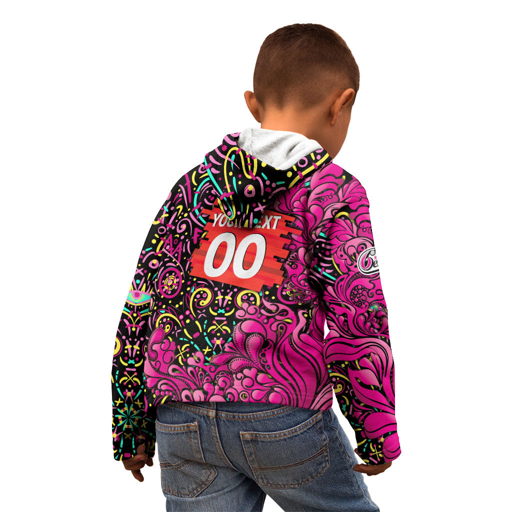 Personalized Sydney Sixers Cricket Kid Hoodie Hippie Psychedelic Pattern Vibrant Mandala Art Style